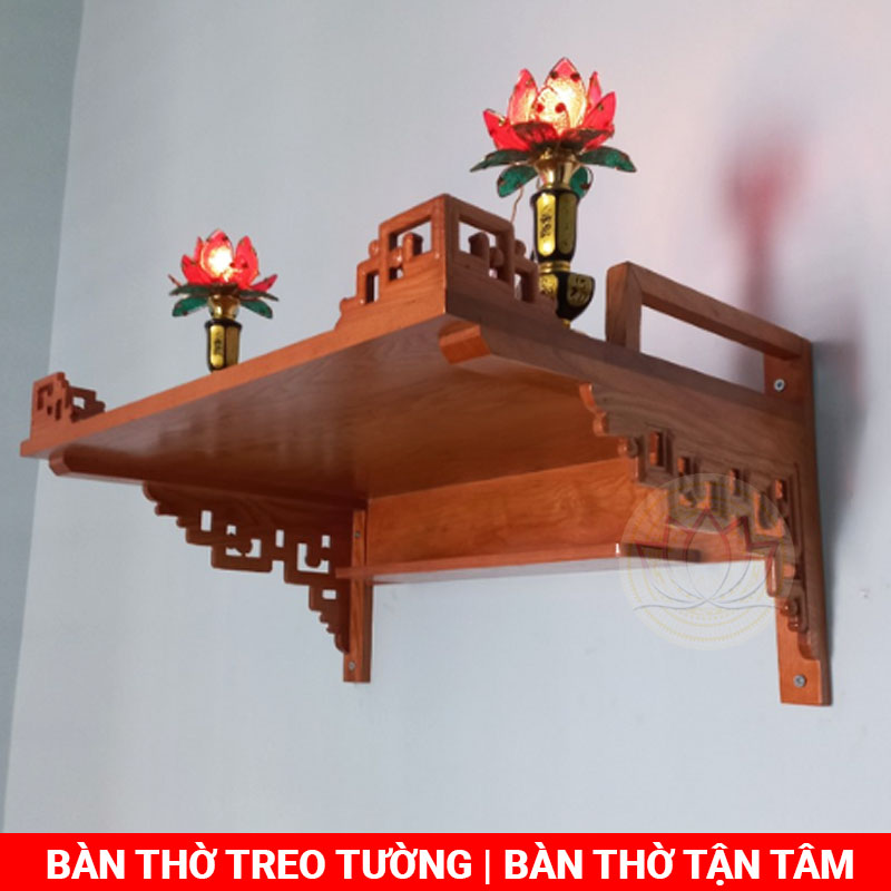Bàn thờ treo tường chung cư, bàn thờ gỗ gõ đỏ c02 | Bàn thờ Tận Tâm