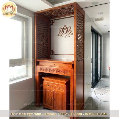 Bàn thờ đứng gỗ hương đá đẹp độc đáo GC80