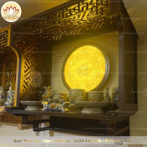 Bàn thờ treo tường Nhật Quang kết hợp tranh giấy dừa C12