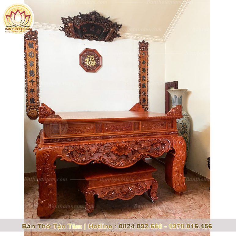Sập thờ tứ linh gỗ hương đá Thọ Khang TT104
